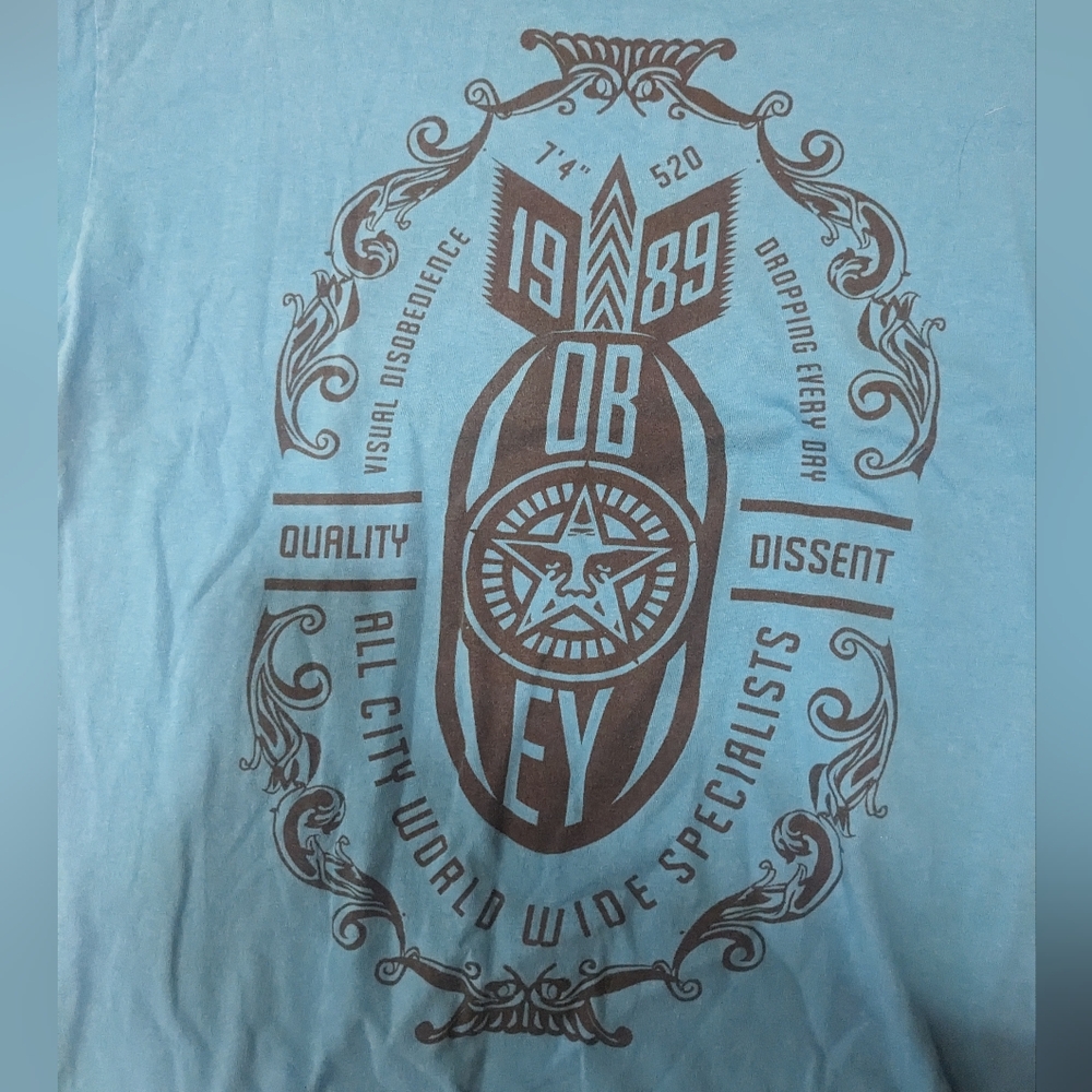 OBEY Vintage Men's Blue Graphic T-Shirt Size Large